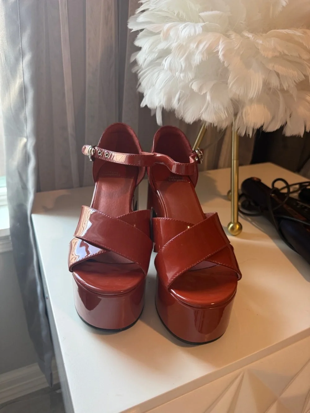 Jeffrey Campbell Women's Chunky Platform Sandals in Brick Red